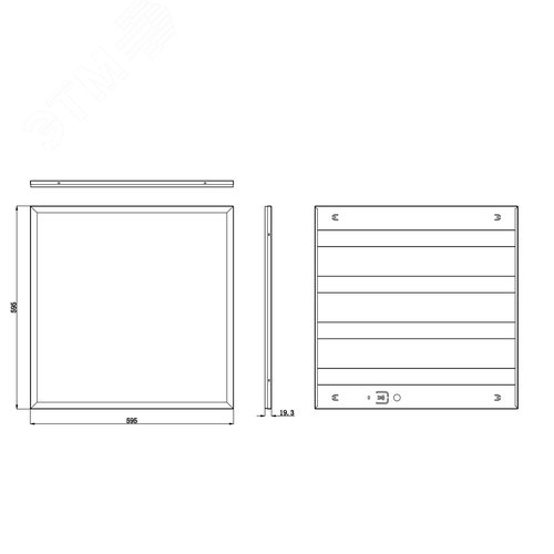 Светильник светодиодный ДВО/ДПО-48Вт 4800Лм 6500К IP40 595х595 призма с проводом SPO-6-48-6K-P (4) 4