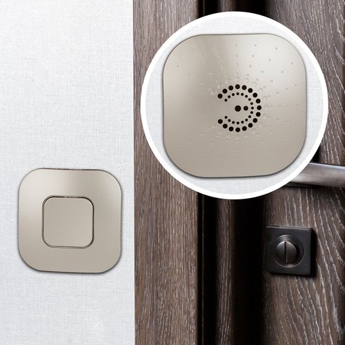 Звонок дверной беспроводной на батарейках 6 мелодий 100м IP44 с регулятором громкости шампань 2АА/СR2032 90697 3