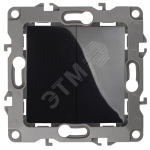 Выключатель двухклавишный скрытого монтажа чёрный 10А 250В автоматические (безвинтовые) ЭРА 12 12-1104-06