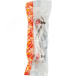 Шнур сетевой с вилкой ЭРА  UX-2x0,75-5m-W 5м ПВС 2x0,75мм2 белый - фото 2