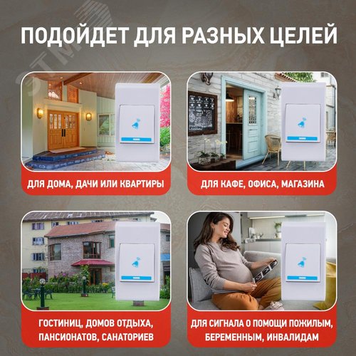Звонок дверной A05 беспроводной, белый | Б0053279 | ЭРА - фото 9
