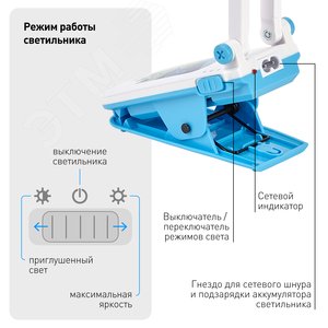 NLED-424-2.5W-BU Светильники настольные ЭРА наст.светильник NLED-424-2.5W-BU синий ФИКСИКИ (Б0016268) - фото 5