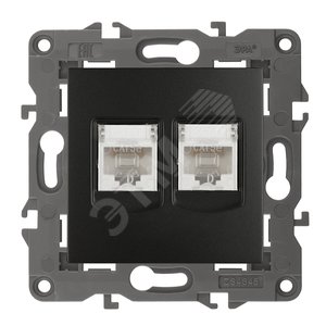 Розетка 2хRJ45, Эра Elegance, антрацит, 14-3108-05 - ЭРА (Энергия света)