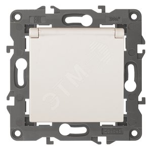 Розетка однофазная скрытого монтажа, в рамку с заземлением со шторками слоновая кость с крышкой 16А 250В IP20 автоматические (безвинтовые) зажимы 14-2103-02 Эра Elegance