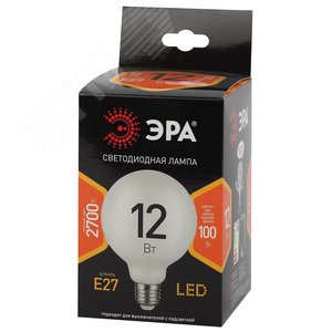 Лампа светодиодная F-LED G95-12w-827-E27 OPAL  (филамент, шар опал, 12Вт, тепл, E27) (20/560) ЭРА (Б0047036) 2