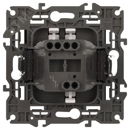 Выключатель одноклавишный, в рамку (скрытого монтажа) антрацит 10А 250В автоматические (безвинтовые) зажимы ЭРА Elegance 14-1101-05 3