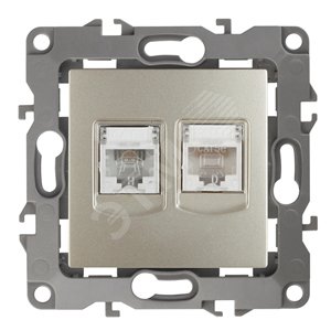 Розетка комбинированная RJ45+RJ11, Эра12, шампань, 12-3109-04 (Б0018251)