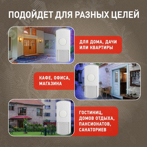 Звонок дверной проводной от сети 1 мелодия IP44 с вилкой белый - фото 3