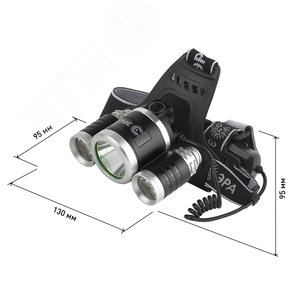 Фонарь светодиодный GA-809 налобный аккумуляторный, трехламповый High Power Headlamp  5 Вт CREE, алюминий, ЭРА 6