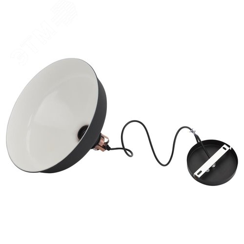 Светильник подвесной декоративный PL2 BK/RC E27 max 60W, d300 мм, шагрень черный/медь 10