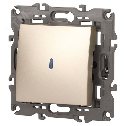 Выключатель одноклавишный, в рамку (скрытого монтажа) с подсветкой шампань 10А 250В автоматические (безвинтовые) зажимы ЭРА Elegance 14-1102-04 4