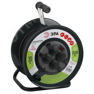 Удлинитель силовой RMx-4es-3x1.5-30m-IP44KG на металлической катушке c/з 4 гнезда 30м КГ 3х1.5 RMx-4es-3x1.5-30m-IP44KG - ЭРА (Энергия света)