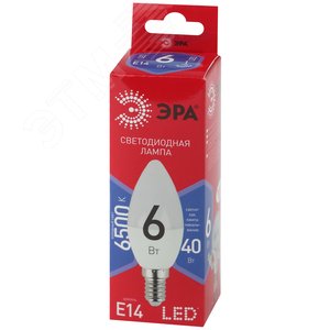 Лампа светодиодная LED 6 Вт 480Лм 6500К свеча холодный E14 220-240В LED B35-6W-865-E14 Red Line 2