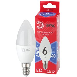 Лампа светодиодная LED 6 Вт 480Лм 6500К свеча холодный E14 220-240В LED B35-6W-865-E14 Red Line