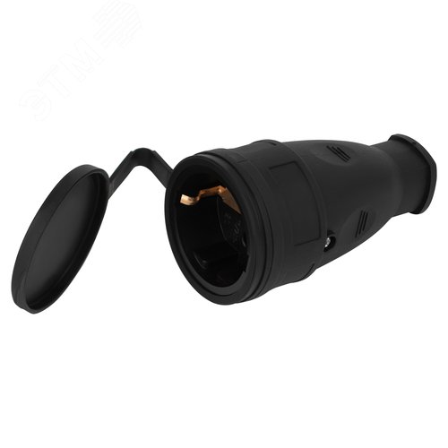 Розетка RX10-B-IP44 каучуковая c заземлением 16А IP44 прямая черная - ЭРА (Энергия света)