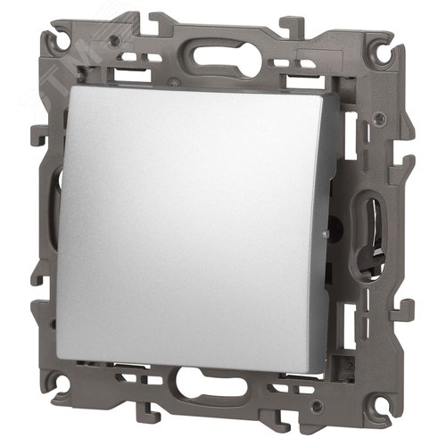 Выключатель одноклавишный, в рамку (скрытого монтажа) алюминий 10А 250В автоматические (безвинтовые) зажимы ЭРА Elegance 14-1101-03 3