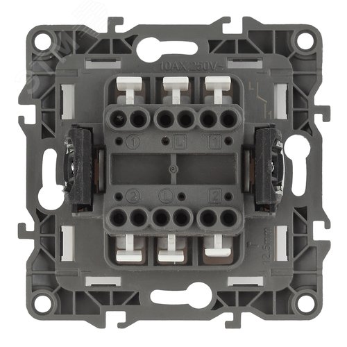 Выключатель двухклавишный скрытого монтажа белый 10А 250В автоматические (безвинтовые) ЭРА 12 12-1104-01 2