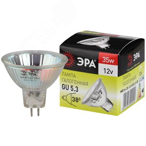 Лампа GU5.3-MR16-35W-12V-CL (галоген софит 35Вт нейтр GU5.3) (10/200/6000) - ЭРА (Энергия света)