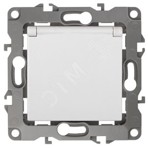 Розетка однофазная скрытого монтажа, в рамку с заземлением со шторками белый с крышкой 16А 250В IP20 автоматические (безвинтовые) зажимы 12-2103-01 Эра 12