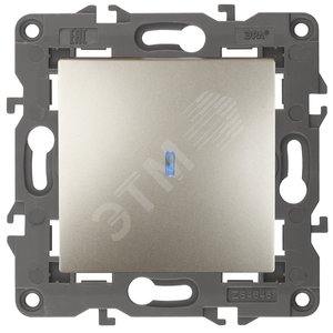 Выключатель одноклавишный, в рамку (скрытого монтажа) с подсветкой шампань 10А 250В автоматические (безвинтовые) зажимы ЭРА Elegance 14-1102-04