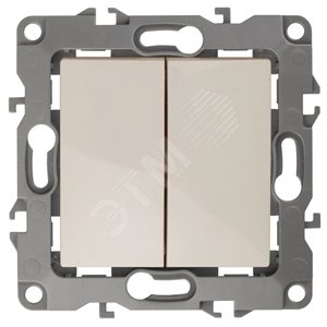 Выключатель двухклавишный скрытого монтажа слоновая кость 10А 250В автоматические (безвинтовые) ЭРА 12 12-1104-02