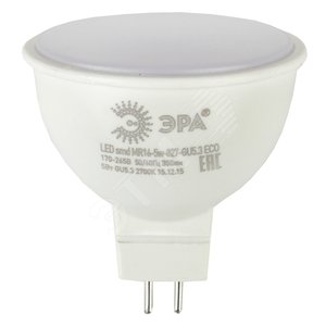 Лампа светодиодная LED 5Вт MR16 2700К GU5.3 нейтральный софит - ЭРА (Энергия света)