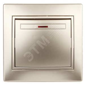 Выключатель с подсветкой, 10А-250В, СУ, Plano, шампань,1-102-04 (Б0030035)