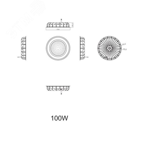 Cветильник cветодиодный подвесной ДСП 100 Вт 10000 Лм IP65 5000К Кп<2% КСС Д SPP-402-0-50K-100 - фото 5