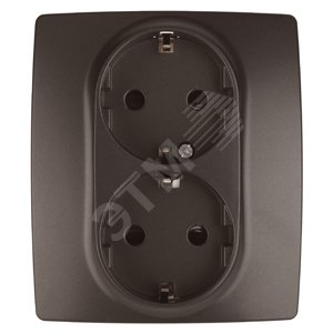 Розетка 2X2P+E Schuko со шторками, 16A-250В, Эра12, бронза, 12-2104-13