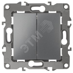 Выключатель двухклавишный скрытого монтажа графит 10А 250В автоматические (безвинтовые) ЭРА 12 12-1104-12