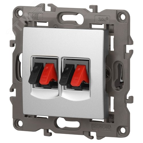 Розетка аудио двойная, Эра Elegance, алюминий, 14-3112-03 3