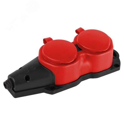 Колодка KX-2e-RED-IP44 каучуковая с заземлением 2 розетки 16A IP44 красная - ЭРА (Энергия света), артикул Б0068443