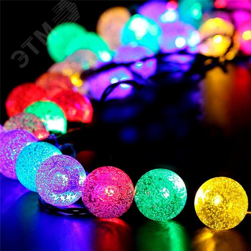 Гирлянда LED Нить Шарики кракле d25мм, 2 м, RGB, 220V ENIN - 25BG ЭРА (Б0055997) - фото 10
