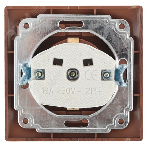 1-202-10 Розетка 2P+E Schuko, 16А-250В, IP20, СУ, Plano, венге (10/200/2000) | Б0030060 | Intro - фото 2