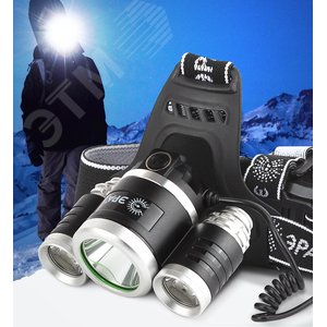 Фонарь светодиодный GA-809 налобный аккумуляторный, трехламповый High Power Headlamp  5 Вт CREE, алюминий, ЭРА 5