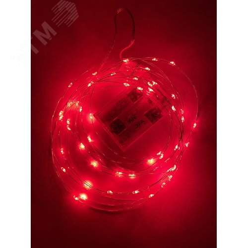 Гирлянда LED Нить 5 м красный свет, АА ENIN -5NR ЭРА (Б0047963) - фото 4