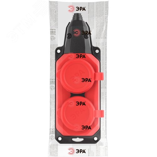 Колодка каучуковая с/з 2 гнезда 16A IP44 красная 12/120/720 - фото 6
