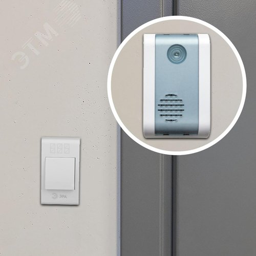 Звонок дверной беспроводной на батарейках 32 мелодии 100м IP20 LED подсветка динамика белый 2АА/А23 C31 - фото 4