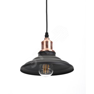 Светильник подвесной декоративный PL4 BK/RC металл, E27, max 60W, d203 мм, шагрень черный/медь (10/210) - ЭРА (Энергия света)