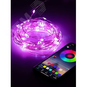 Гирлянда Нить с пультом, RGB, 10 м, 220 V, с таймером, с музыкой, с управлением через приложение, длина провода ЕGNIG - PU-1 - ЭРА (Энергия света)