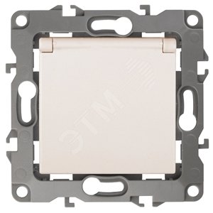 Розетка однофазная скрытого монтажа, в рамку с заземлением со шторками слоновая кость с крышкой 16А 250В IP20 автоматические (безвинтовые) зажимы 12-2103-02 Эра 12