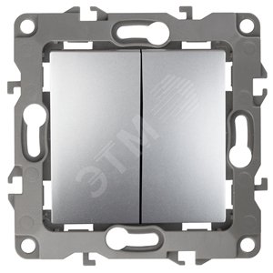 Выключатель двухклавишный скрытого монтажа алюминий 10А 250В автоматические (безвинтовые) ЭРА 12 12-1104-03