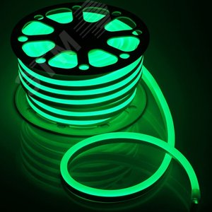 Лента светодиодная неоновая 7Вт/м 220В зеленый IP67 120LED/м N2835-120-IP67-220V-20m-G 2