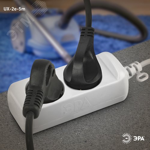 Удлинитель электрический с заземлением 2 розетки 5м ПВС 3x0,75мм2 10А UX-2e-5m - фото 3