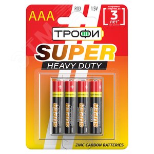 Батарейка Трофи R03-4BL SUPER HEAVY DUTY Zinc (40/960/46080) - ЭРА (Энергия света)