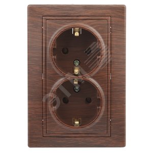 1-205-10 Розетка 2X2P+E Schuko, 16А-250В, IP20, СУ, Plano, венге (10/100/1200) | Б0030072 | Intro - ЭРА (Энергия света)