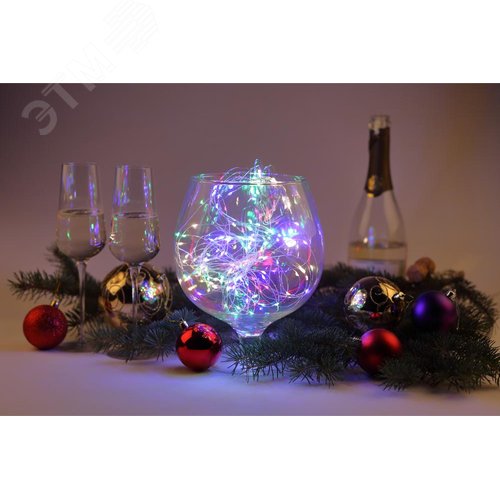 Гирлянда LED  Дождик 10 нитей  2 метра мультиколор 220V ENIN -2NM ЭРА (Б0047966) 6