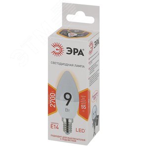 Лампа светодиодная LED 9 Вт 720Лм 2700К свеча теплый E14 170-265В LED B35-9W-827-E14 Standart 2