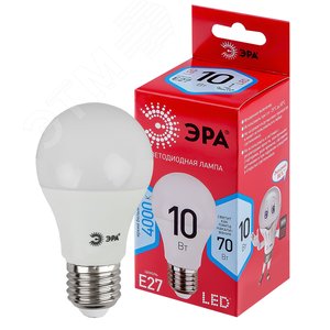 Лампа светодиодная LED 10 Вт 800Лм 4000К груша нейтральный E27 220-240В LED A60-10W-840-E27 Red Line - ЭРА (Энергия света)