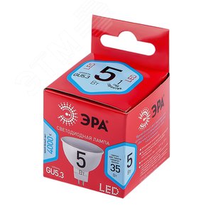 Лампа светодиодная LED 5 Вт 400Лм 4000К софит нейтральный GU5.3 220-240В LED MR16-5W-840-GU5.3 Red Line - фото 2